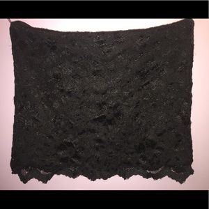 Black Lace Mini Skirt with Scalloped Edge